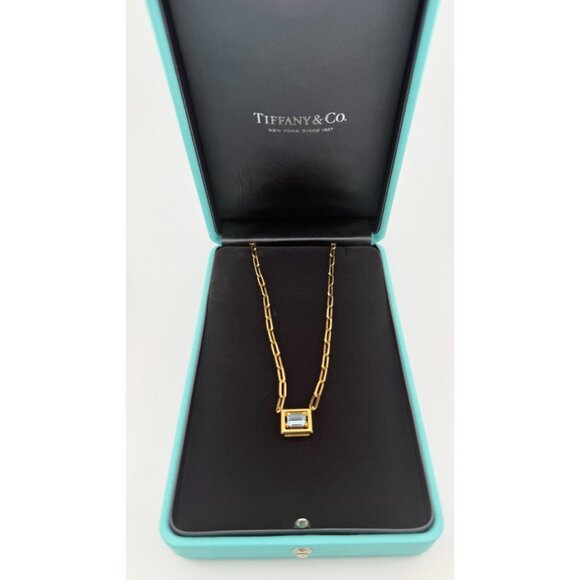 RARE Tiffany & Co. Aquamarine Jewel Box Necklace 17.75" 18k Yellow Gold - Picture 13 of 13